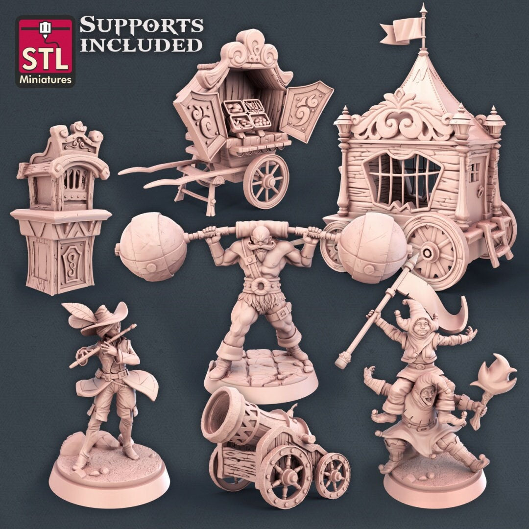 Carnival 1 NPC Set | Tabletop Scale | D&D TTRPG Miniature | STL Miniatures