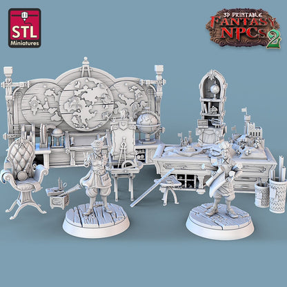 Cartographer's NPC Set | Tabletop Scale | D&D TTRPG Miniature | STL Miniatures