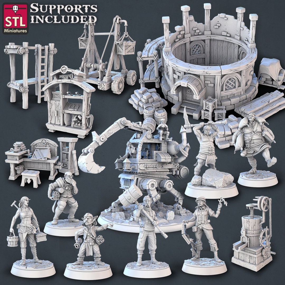 Constructors NPC Set | Tabletop Scale | D&D TTRPG Miniature | STL Miniatures