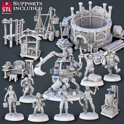 Constructors NPC Set | Tabletop Scale | D&D TTRPG Miniature | STL Miniatures