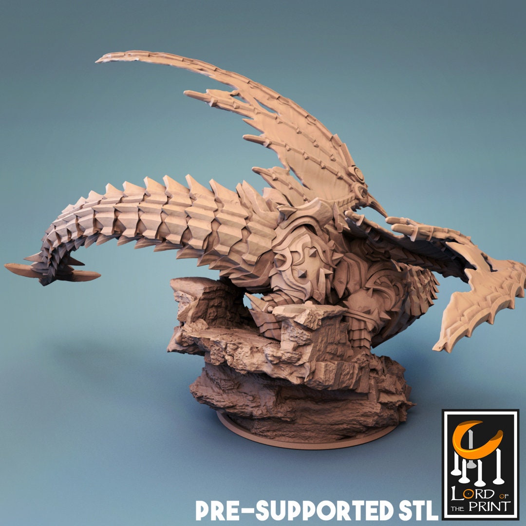 Armored Dragon, Chardalyn Dragon | TABLETOP SCALE | TTRPG Dragon Miniature | Rescale Miniatures