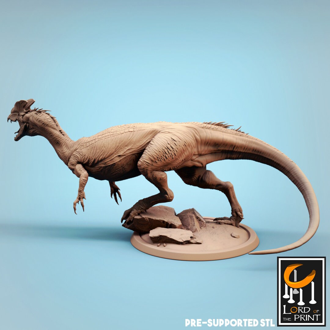 Dilophosaurus Cavalry | TABLETOP SCALE | TTRPG Monster Dinosaur Miniature | Rescale Miniatures