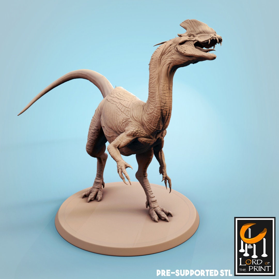 Dilophosaurus Cavalry | TABLETOP SCALE | TTRPG Monster Dinosaur Miniature | Rescale Miniatures