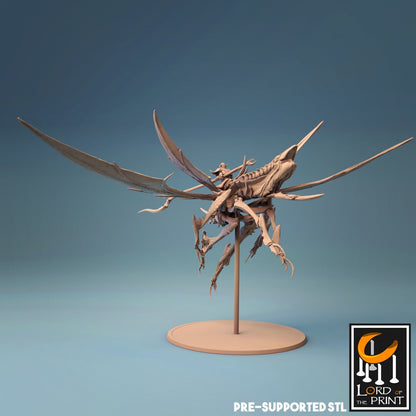 Elf Warriors, Dragonfly Cavalry | TABLETOP SCALE | TTRPG Warband Miniature | Rescale Miniatures