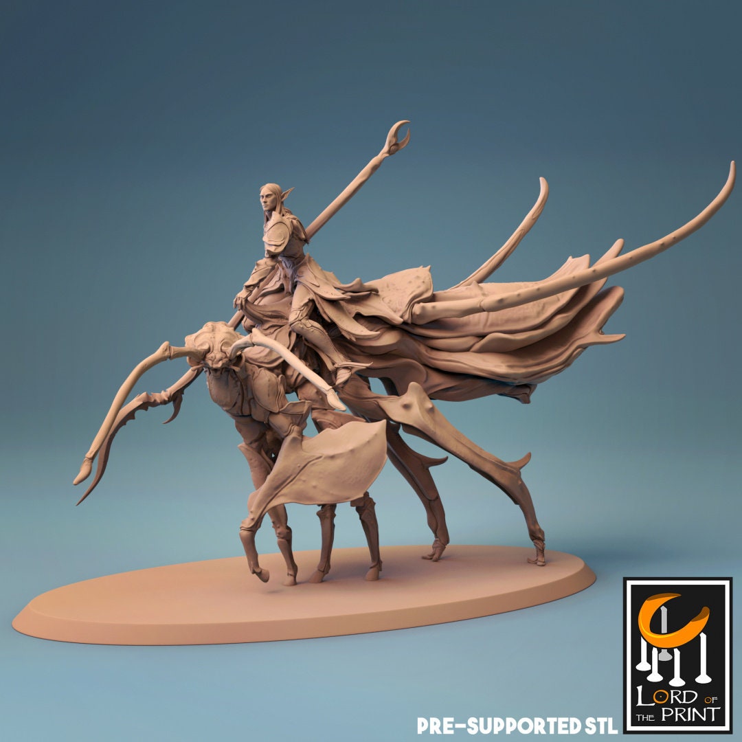 Elf Warriors, Leaf Walker Cavalry | TABLETOP SCALE | TTRPG Warband Miniature | Rescale Miniatures