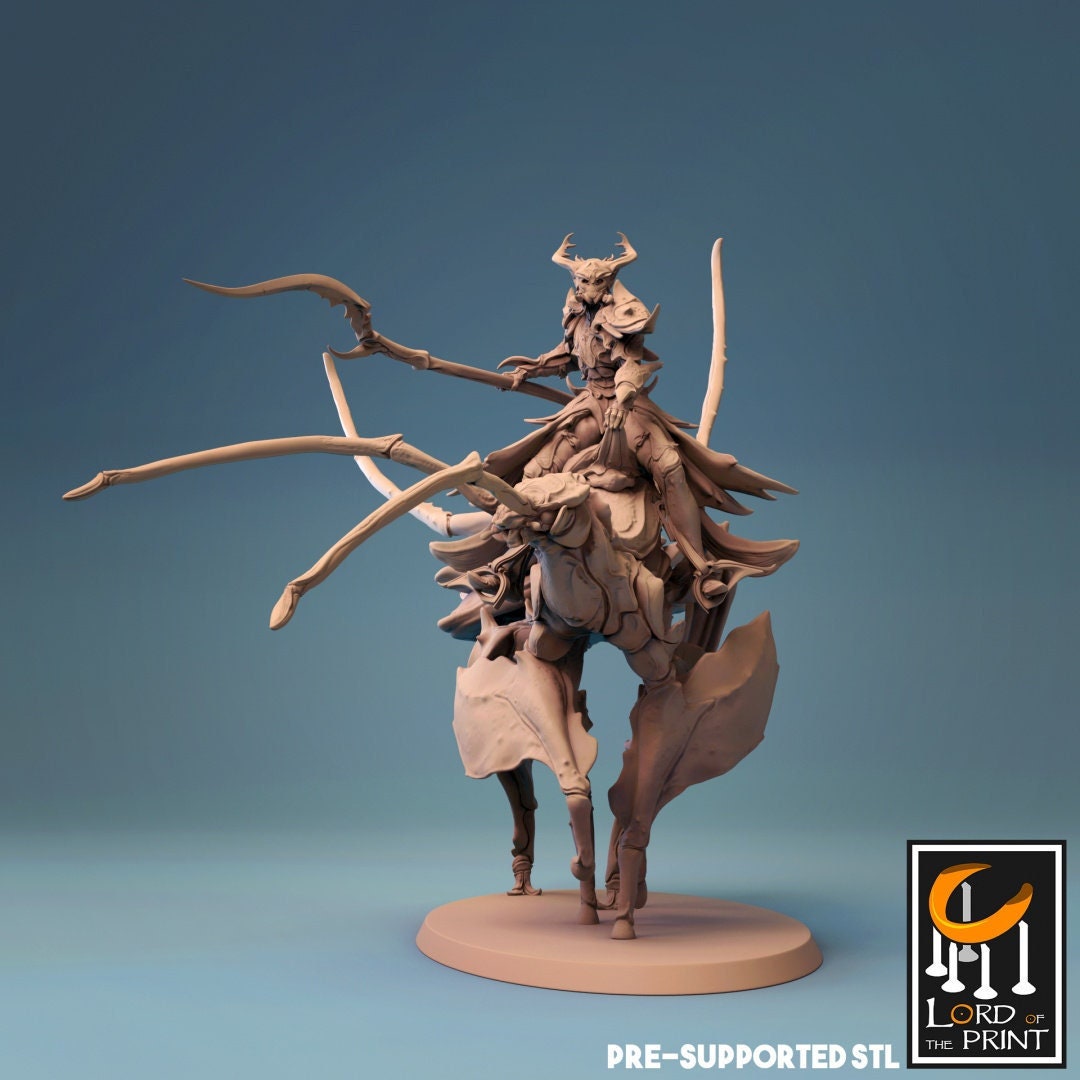 Elf Warriors, Leaf Walker Cavalry | TABLETOP SCALE | TTRPG Warband Miniature | Rescale Miniatures