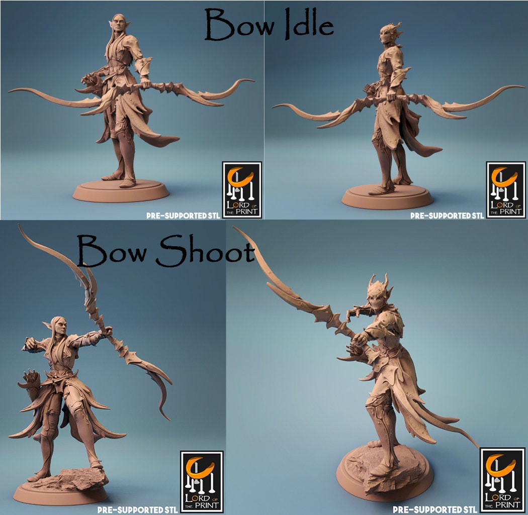 Elf Warriors | TABLETOP SCALE | TTRPG Warband Miniature | Rescale Miniatures