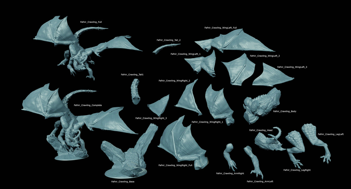 Fafnir Dragon, Crawling | TABLETOP SCALE | TTRPG Dragon Miniature | Rescale Miniatures