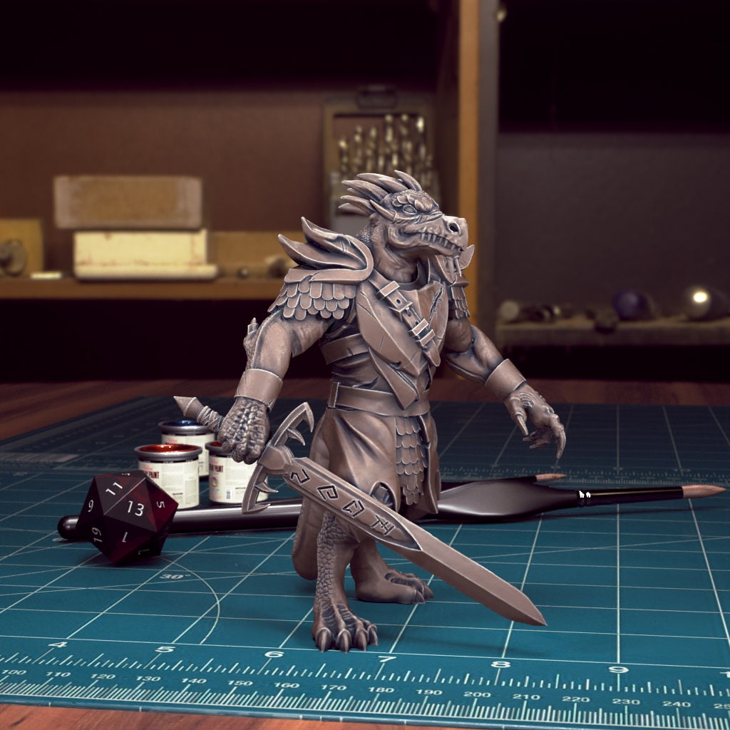 DnD Heroes Dragonborn Fighters | TABLETOP SCALE | D&D TTRPG Mini | TytanTroll Miniatures