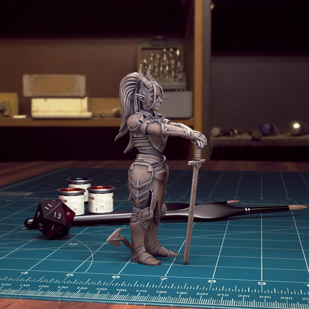 DnD Heroes Tiefling Fighters | TABLETOP SCALE | D&D TTRPG Mini | TytanTroll Miniatures
