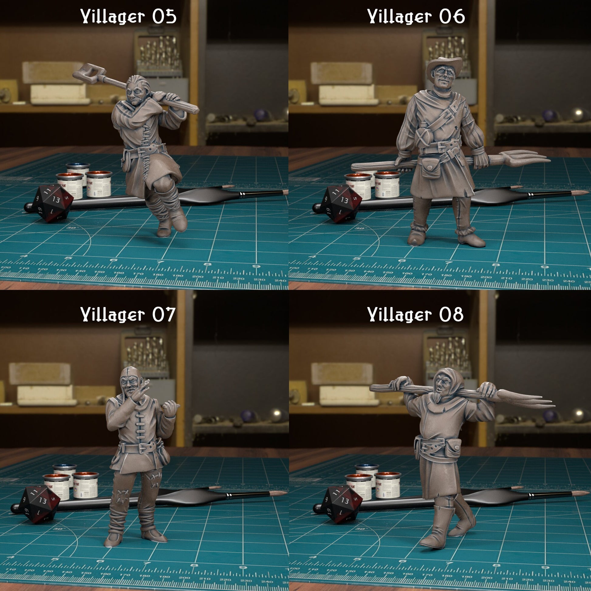 CoS Villagers Angry Mob | D&D TTRPG Mini | TytanTroll Miniatures