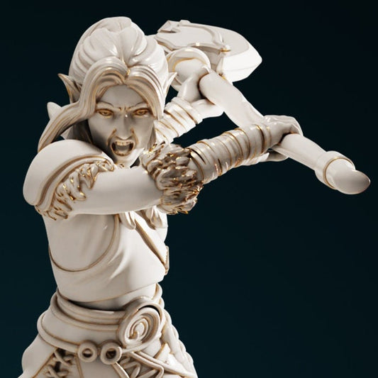 Elf Barbarian | D&D TTRPG Miniature | DnD Is A Woman | NO BASE