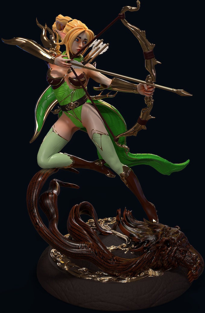 Wood Elf Archer | TABLETOP SCALE | TTRPG Miniature | Hold My Miniatures