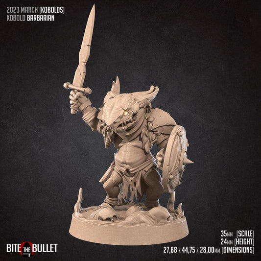 Kobold Barbarian | TABLETOP SCALE | D&D TTRPG Miniature | Bite the Bullet