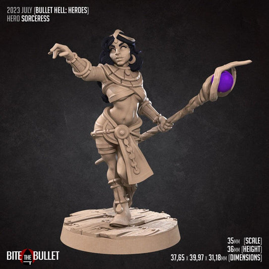 Bullet Hell, Hero Sorceress | TABLETOP SCALE | D&D TTRPG Miniature | Bite the Bullet