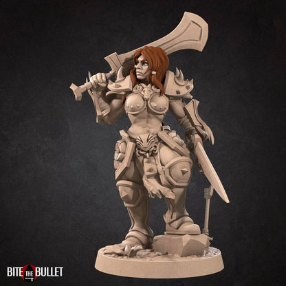 Bullet Hell, Hero Barbarian, Female | TABLETOP SCALE | D&D TTRPG Miniature | Bite the Bullet
