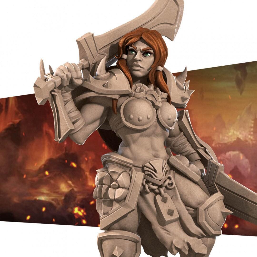 Bullet Hell, Hero Barbarian, Female | TABLETOP SCALE | D&D TTRPG Miniature | Bite the Bullet