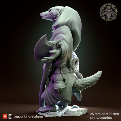 Honey Badger Woodsman | Tabletop or Display Scale | D&D Humblewood TTRPG Miniature | Pepunki Creatures