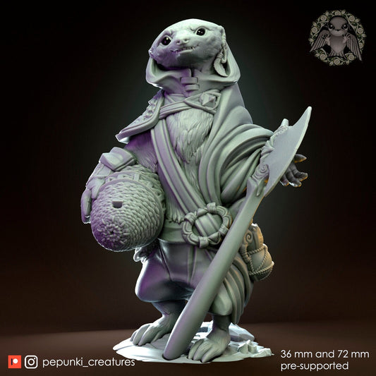 Honey Badger Woodsman | Tabletop or Display Scale | D&D Humblewood TTRPG Miniature | Pepunki Creatures