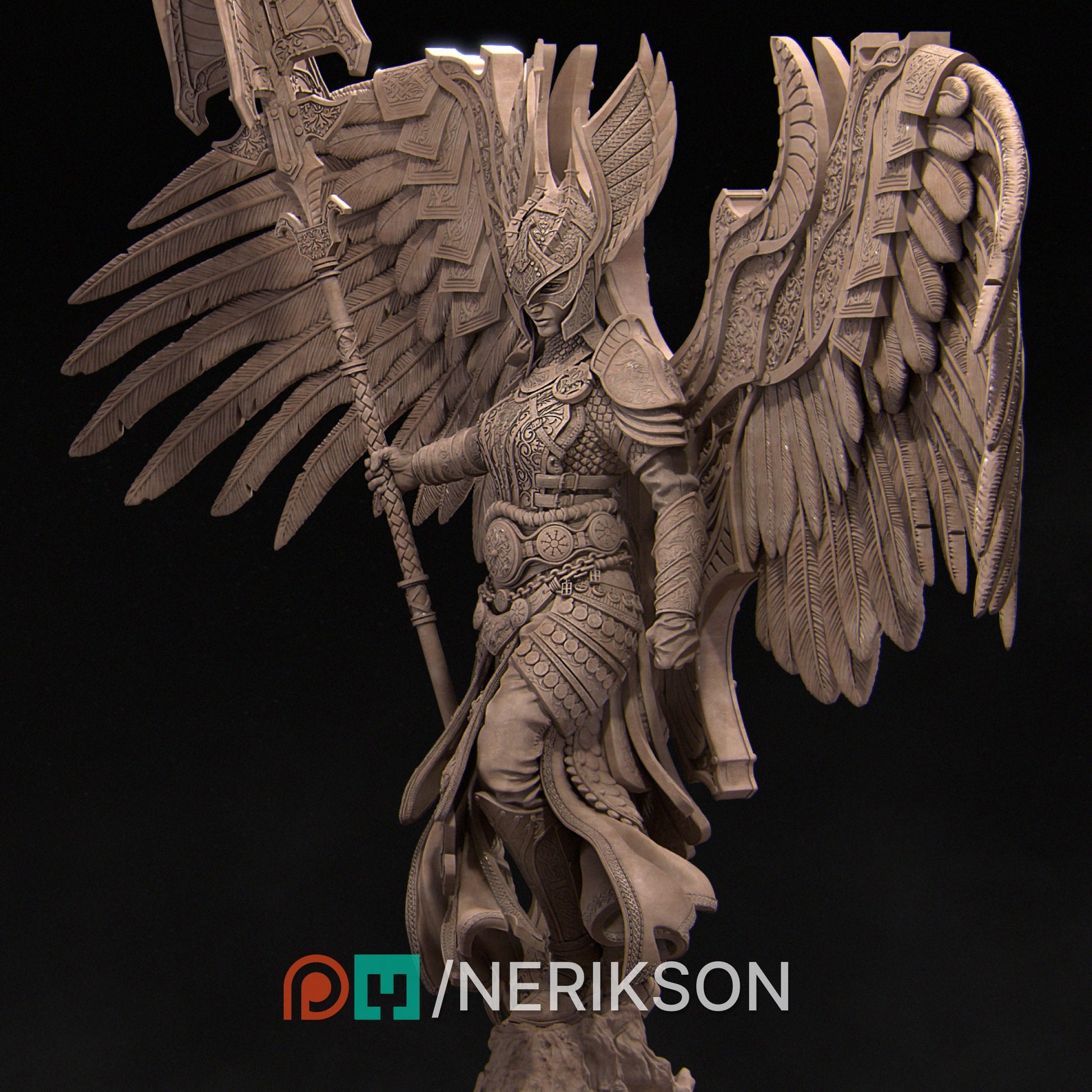 Revna, Aasimar Angel Warrior | Tabletop Gaming Mini or Display Figure | D&D TTRPG Fantasy Miniature | Nerikson