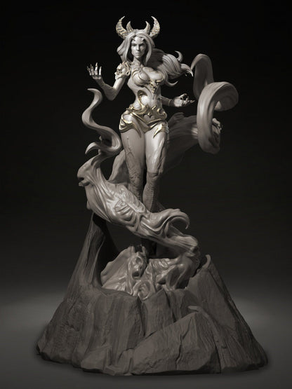 Lazabel, Demon Warlock Patron Tiefling | Tabletop or Display Scale | D&D TTRPG Fantasy Miniature | Dungeons and Maidens