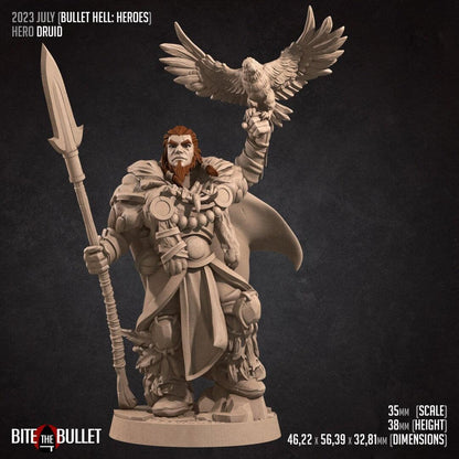 Bullet Hell, Hero Druid | TABLETOP SCALE | D&D TTRPG Miniature | Bite the Bullet