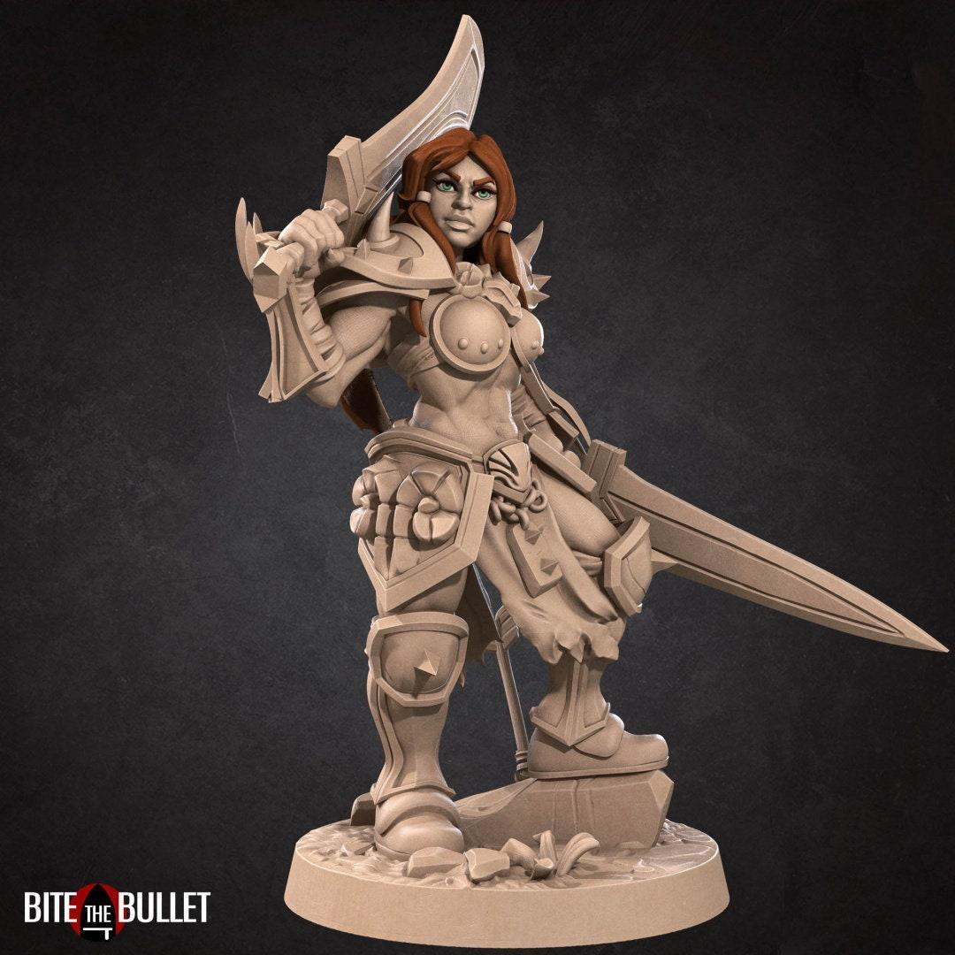 Bullet Hell, Hero Barbarian, Female | TABLETOP SCALE | D&D TTRPG Miniature | Bite the Bullet