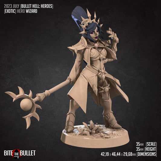 Exotic Hero Wizard, Bullet Hell | D&D Pinup SFW NSFW Model Miniature | Bite the Bullet