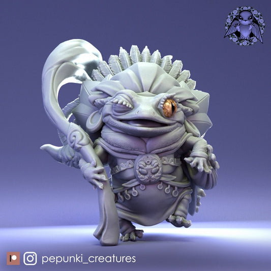 Gecko Shaman | Tabletop or Display Scale | D&D Humblewood TTRPG Miniature | Pepunki Creatures