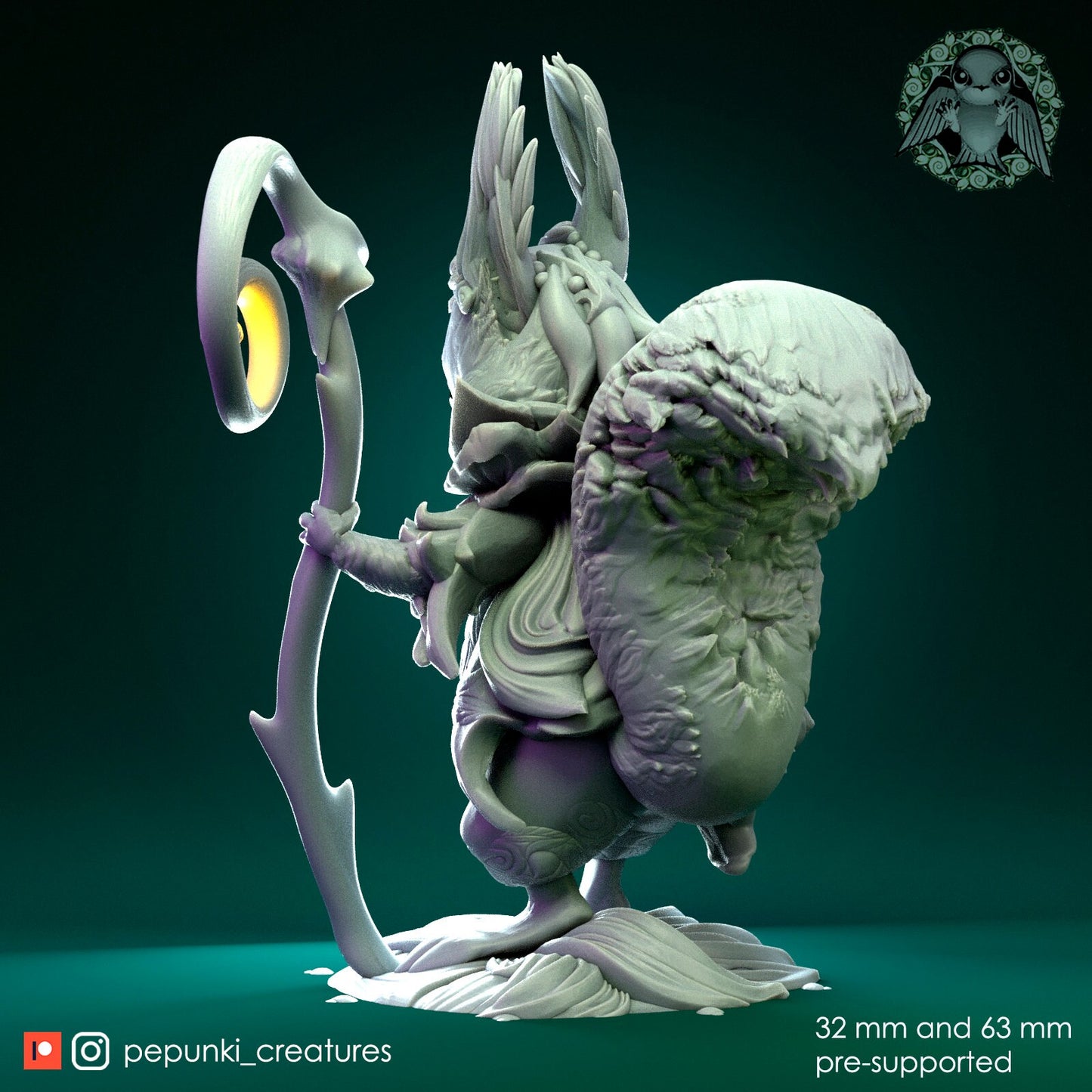 Squirrel Druid | Tabletop or Display Scale | D&D Humblewood TTRPG Miniature | Pepunki Creatures