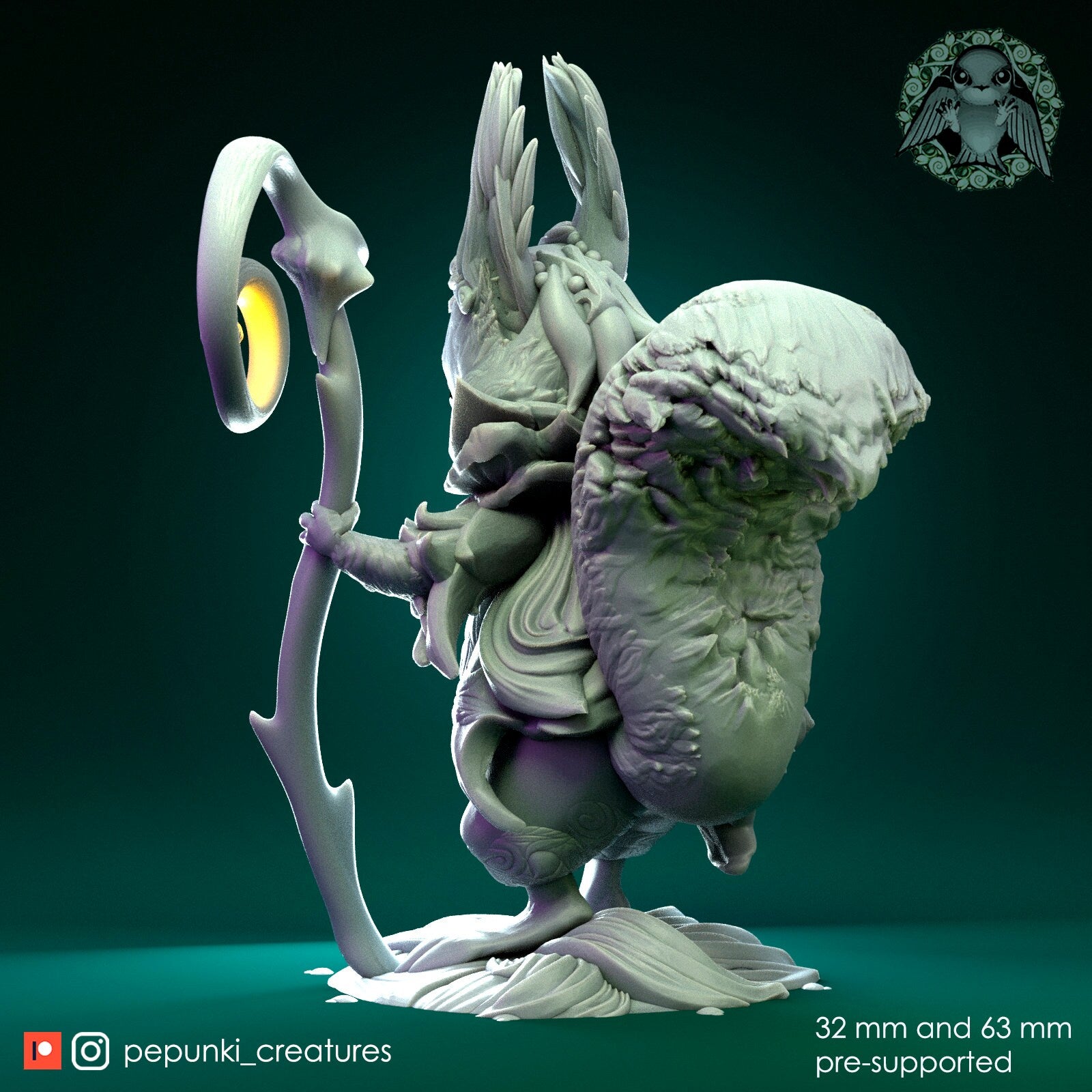 Squirrel Druid | Tabletop or Display Scale | D&D Humblewood TTRPG Miniature | Pepunki Creatures