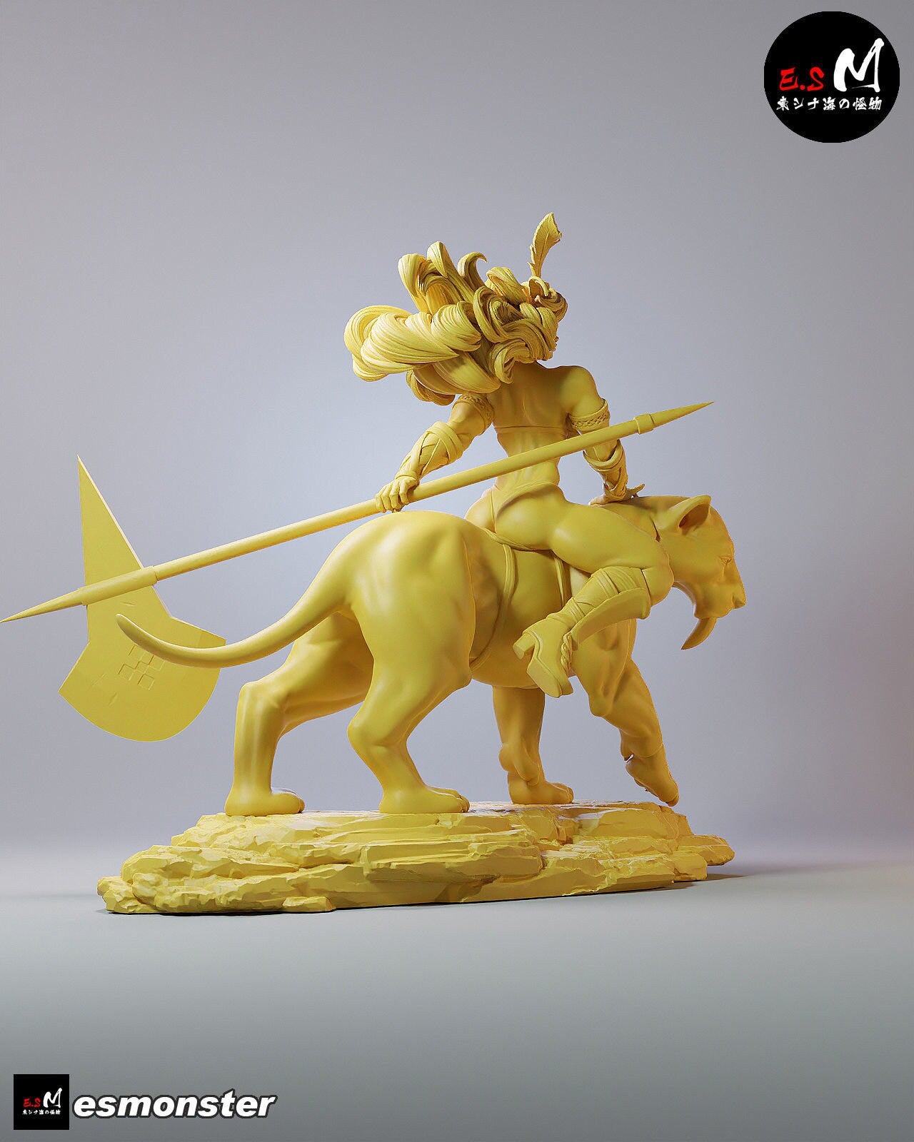 Mighty Amazon Warrior and her Mount | Resin Garage Kit Sculpture Anime Video Game Fan Art Statue | E.S Monster