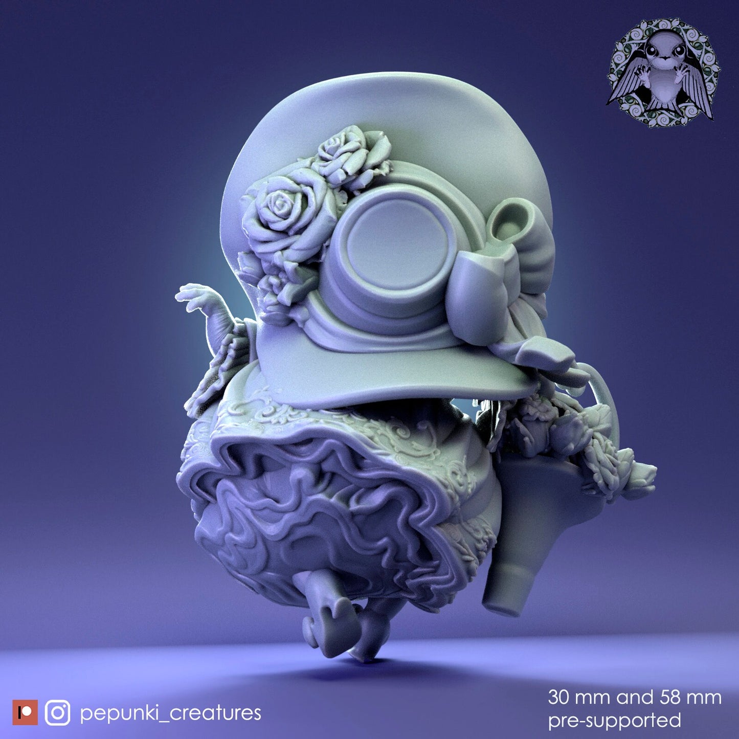 Chinchilla Florist | Tabletop or Display Scale | D&D Humblewood TTRPG Miniature | Pepunki Creatures