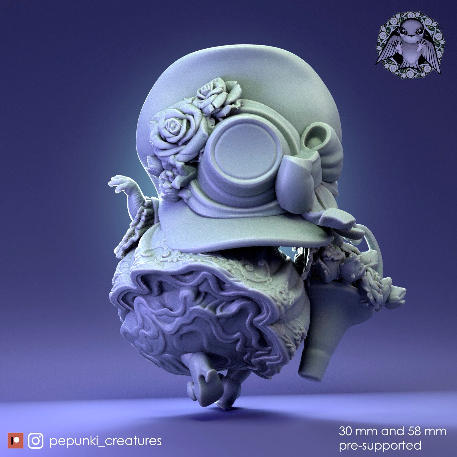 Chinchilla Florist | Tabletop or Display Scale | D&D Humblewood TTRPG Miniature | Pepunki Creatures