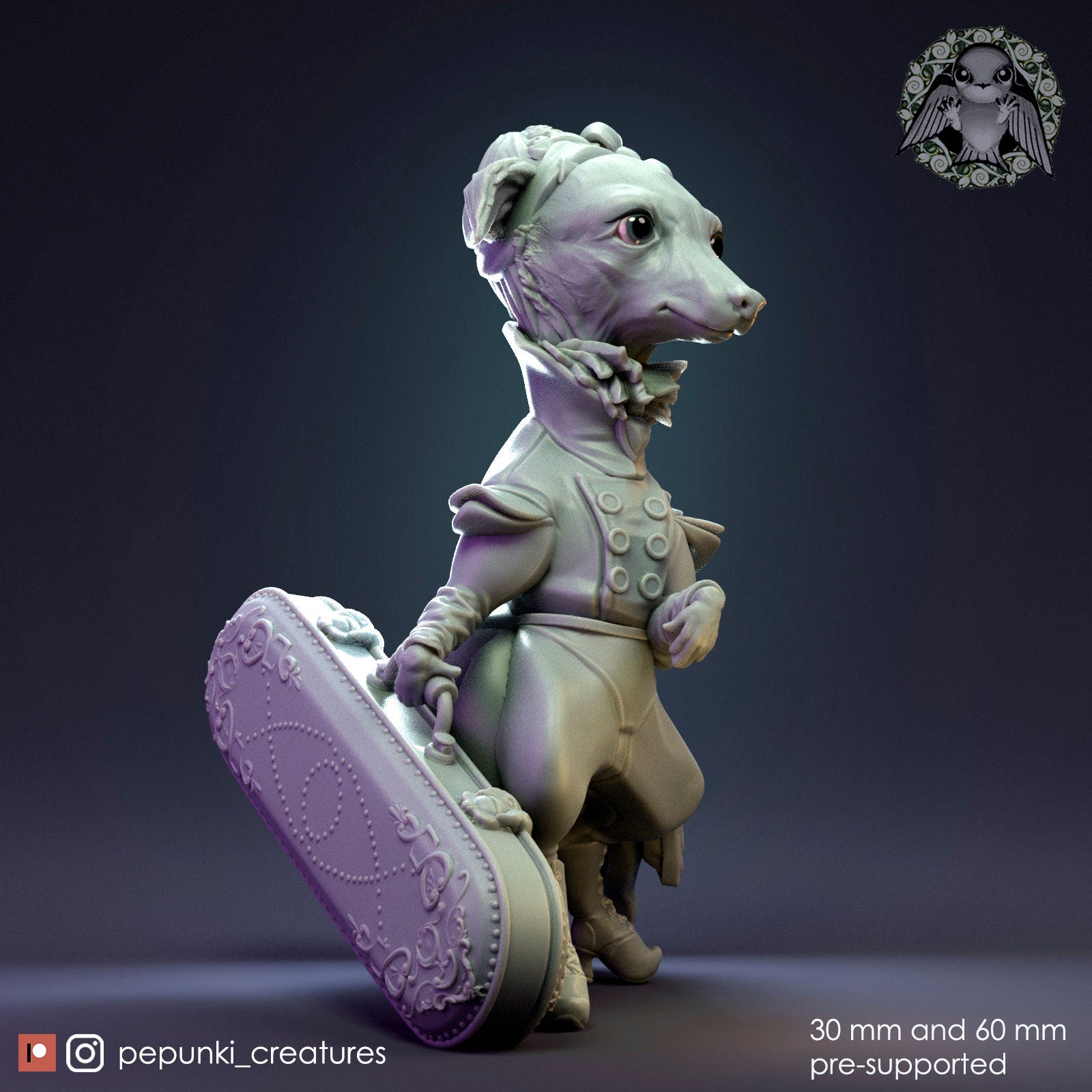 Italian Greyhound Lady | Tabletop or Display Scale | D&D Humblewood TTRPG Miniature | Pepunki Creatures