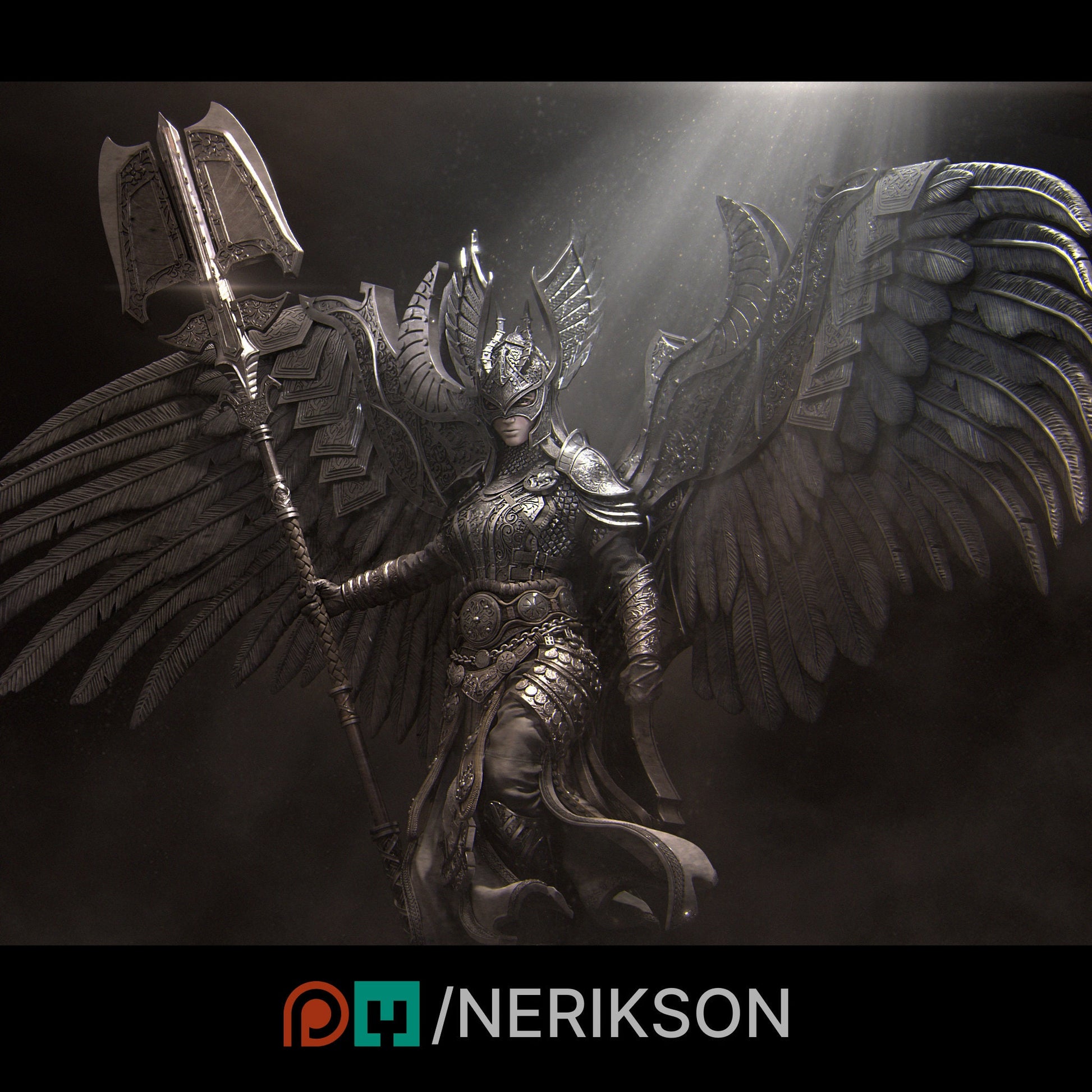 Revna, Aasimar Angel Warrior | Tabletop Gaming Mini or Display Figure | D&D TTRPG Fantasy Miniature | Nerikson