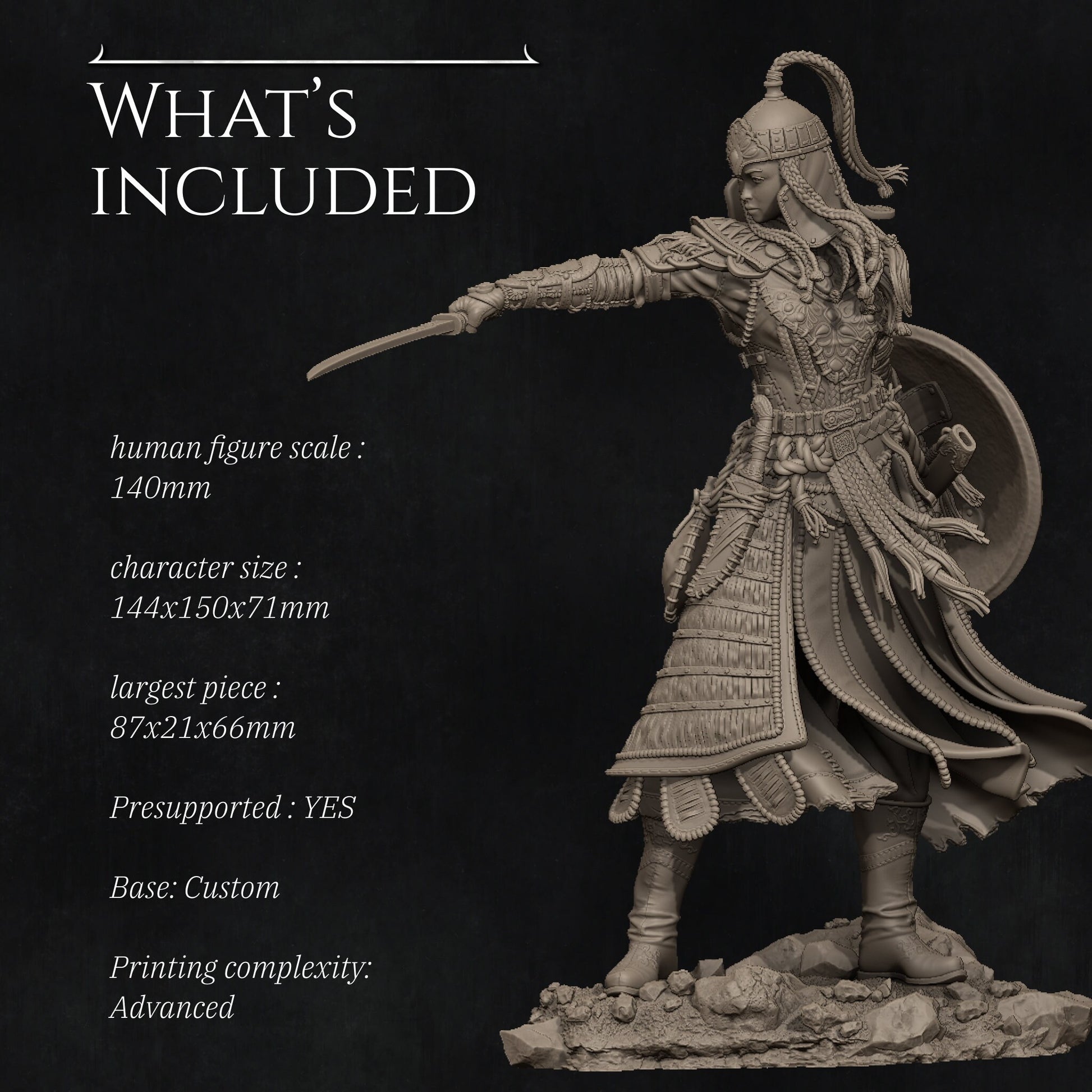Tuya the Undefeated, Warrior | Garage Resin Kit Statue | D&D TTRPG Fantasy Miniature | Nerikson