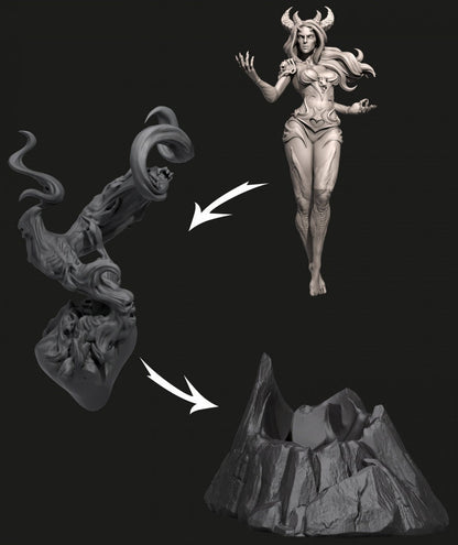 Lazabel, Demon Warlock Patron Tiefling | Tabletop or Display Scale | D&D TTRPG Fantasy Miniature | Dungeons and Maidens