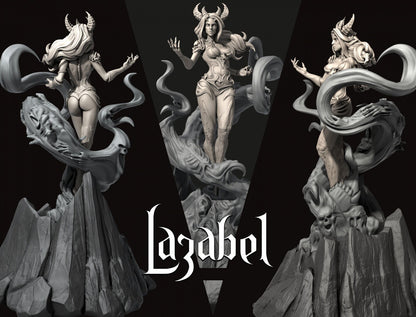 Lazabel, Demon Warlock Patron Tiefling | Tabletop or Display Scale | D&D TTRPG Fantasy Miniature | Dungeons and Maidens