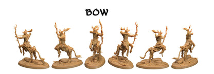 Unpainted resin Forest Centaur Chief D&D miniature by Tattles Told 3D, depicting a detailed fantasy centaur figure with forest-themed armor.