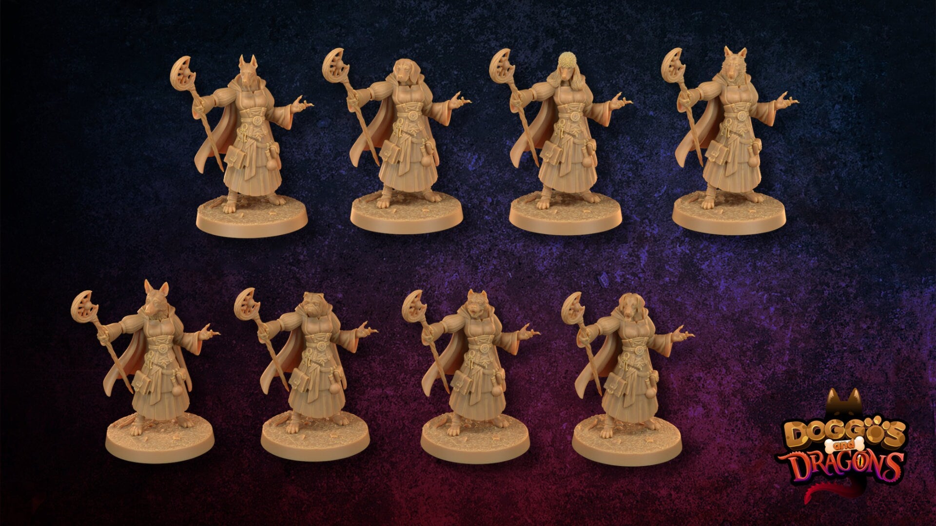Dogfolk Fantasy Dogs, Doggos and Dragons | 3D Print D&D Tabletop Gaming Miniature | The Dragon Trappers Lodge