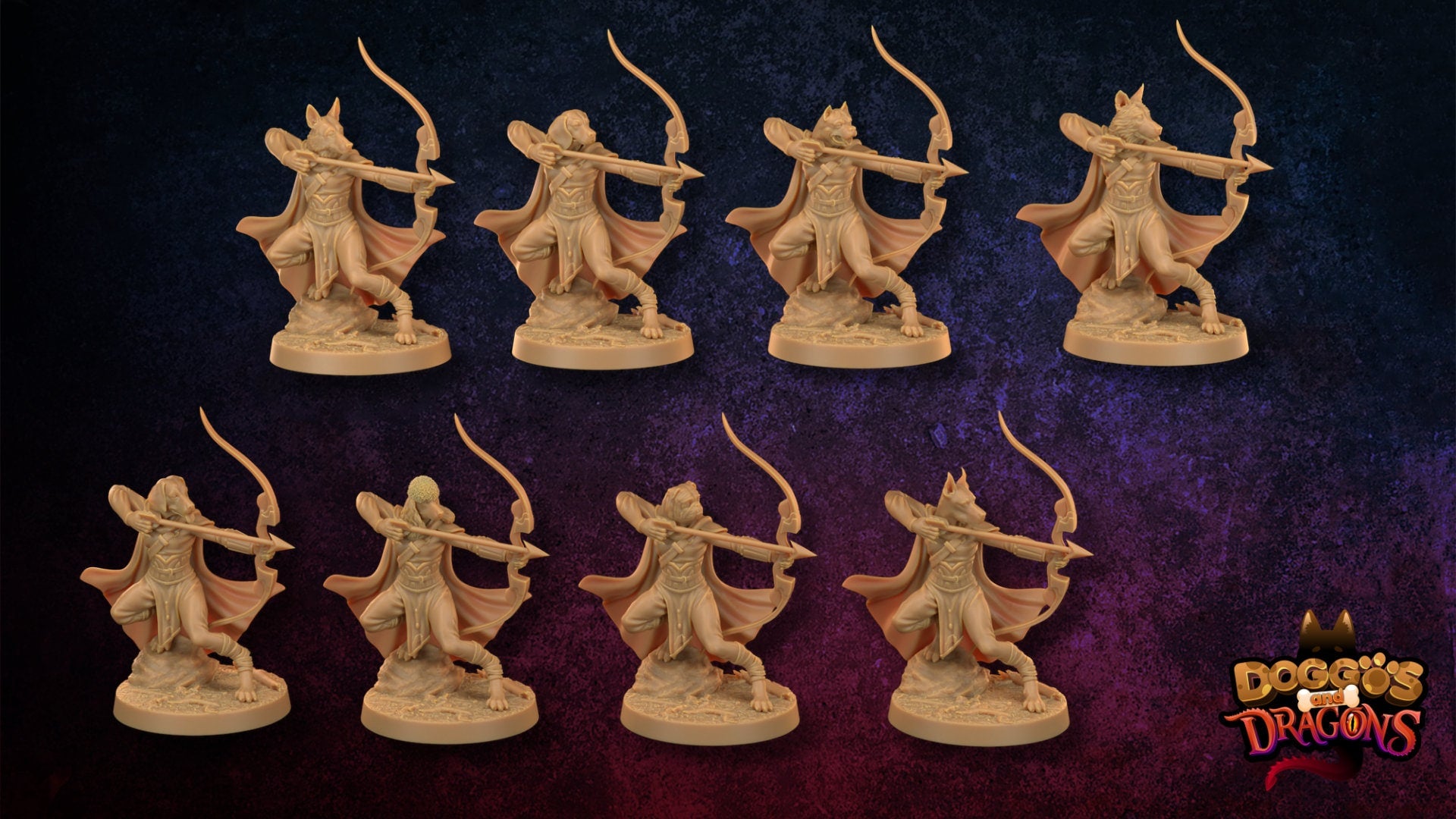 Dogfolk Fantasy Dogs, Doggos and Dragons | 3D Print D&D Tabletop Gaming Miniature | The Dragon Trappers Lodge