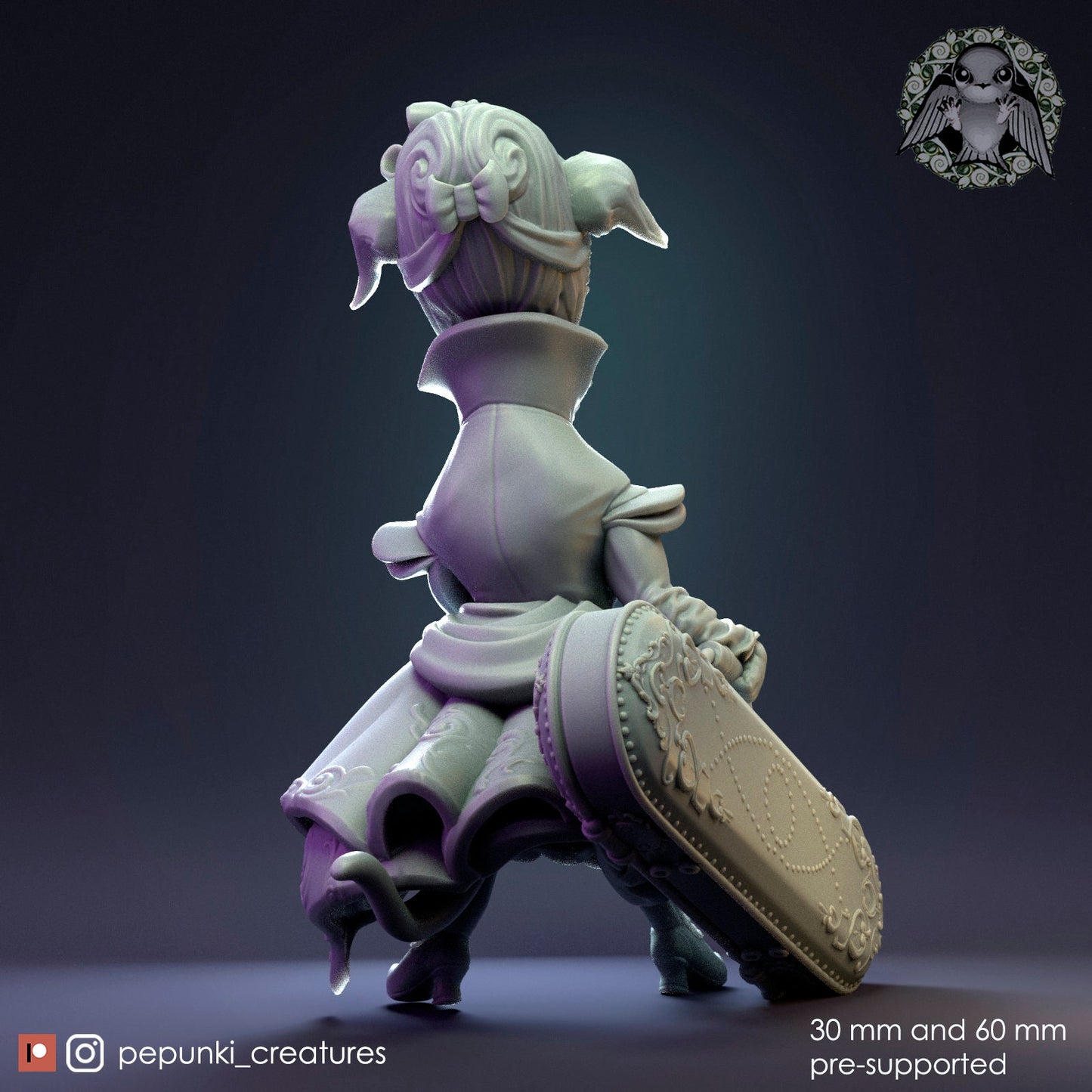 Italian Greyhound Lady | Tabletop or Display Scale | D&D Humblewood TTRPG Miniature | Pepunki Creatures