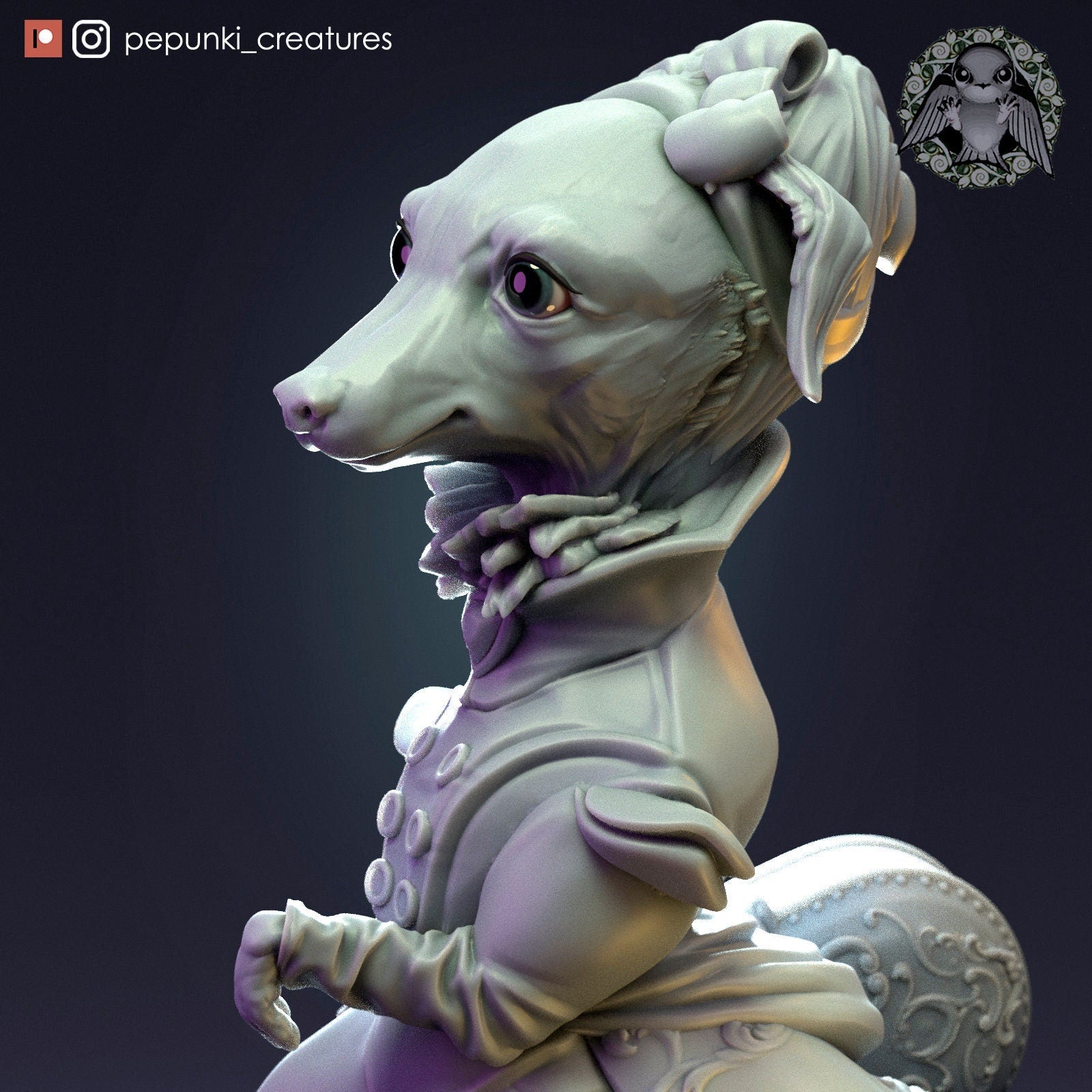 Italian Greyhound Lady | Tabletop or Display Scale | D&D Humblewood TTRPG Miniature | Pepunki Creatures