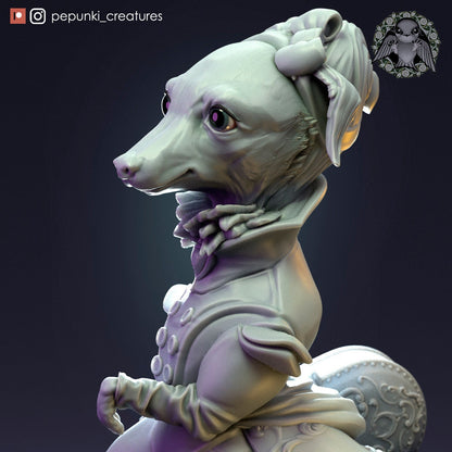 Italian Greyhound Lady | Tabletop or Display Scale | D&D Humblewood TTRPG Miniature | Pepunki Creatures