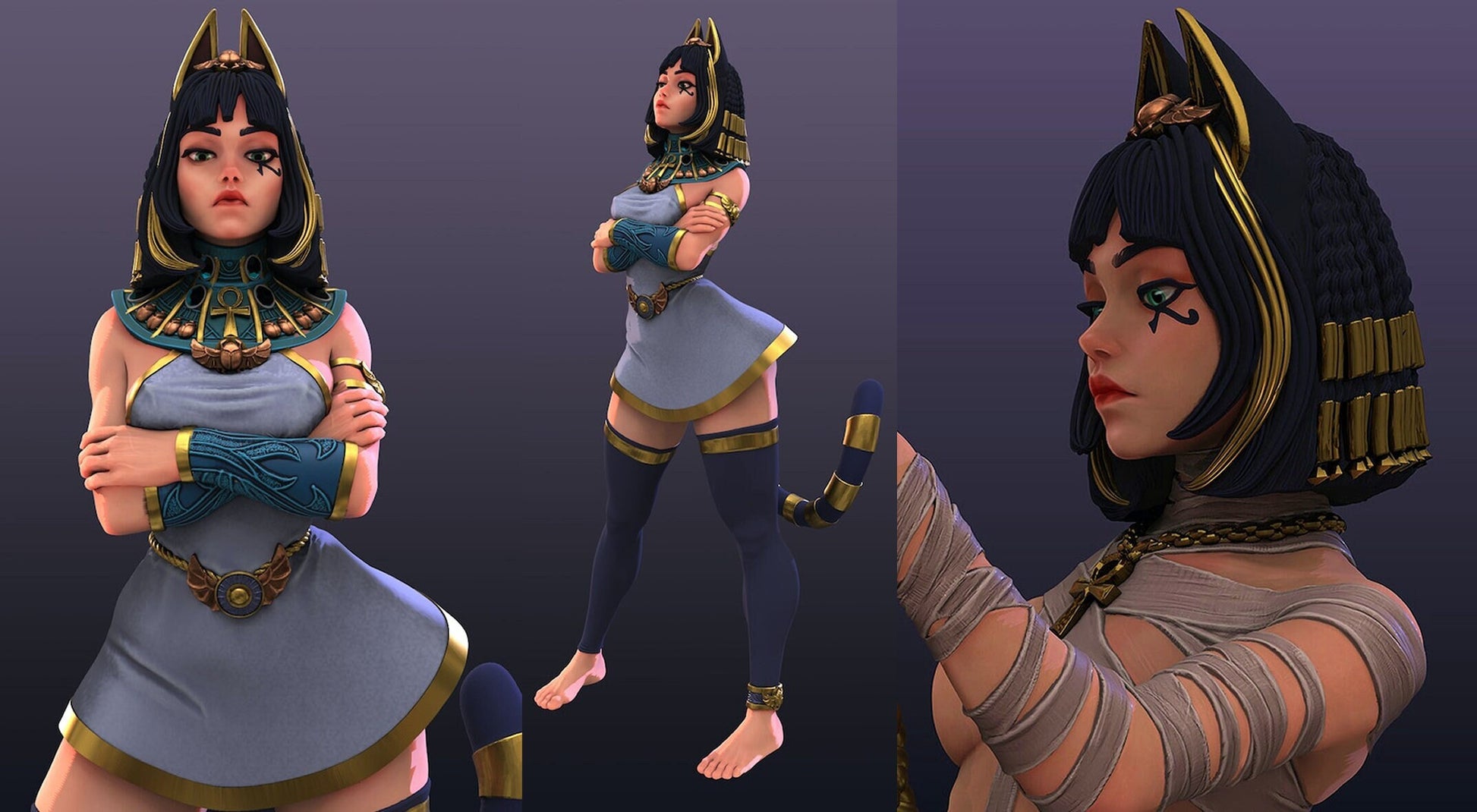 Ankhsu, Egyptian Lore, Cat Woman Mage Priestess | Display Scale Pinup | TTRPG D&D Miniature | Astland Mini Dreams