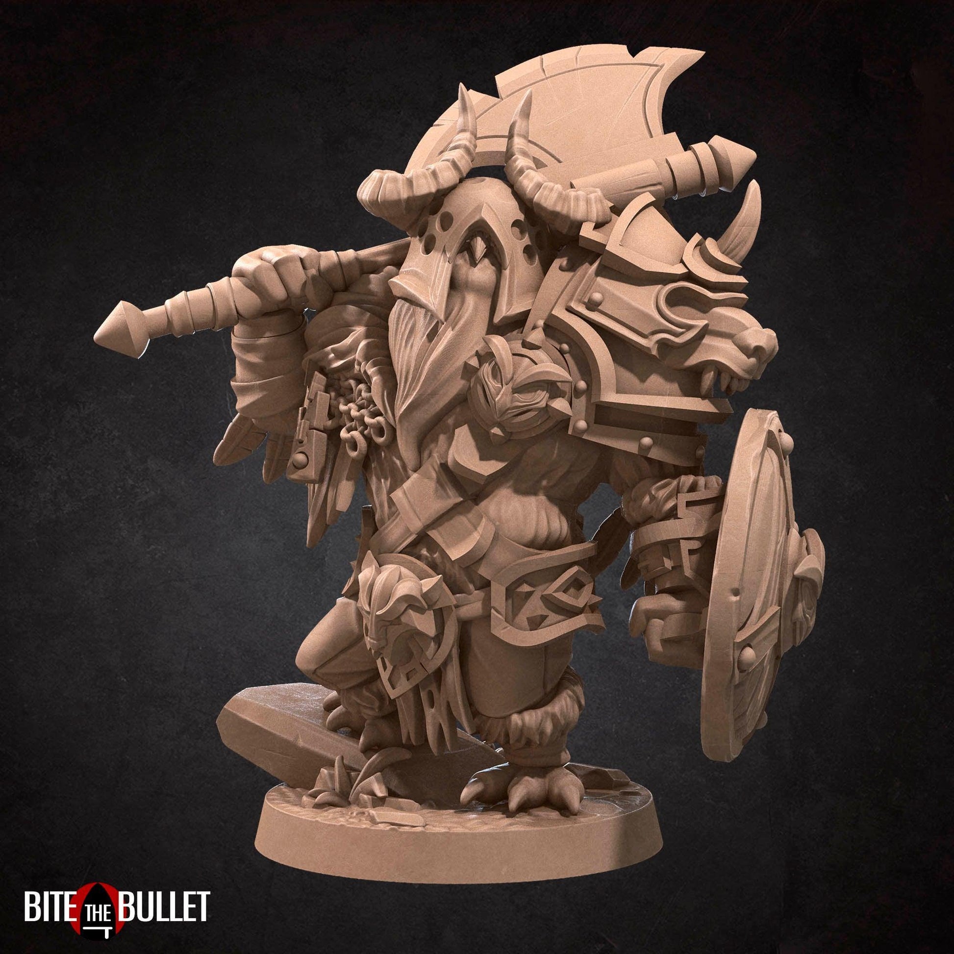 Owlfolk Barbarian, Owlin | TABLETOP SCALE | D&D TTRPG Miniature | Bite the Bullet | Unpainted, Unplated Resin 8k