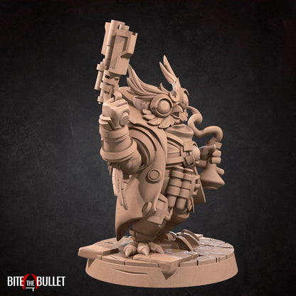 Owlfolk Artificer, Owlin | TABLETOP SCALE | D&D TTRPG Miniature | Bite the Bullet | Unpainted, Unplated Resin 8k