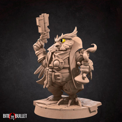 Owlfolk Artificer, Owlin | TABLETOP SCALE | D&D TTRPG Miniature | Bite the Bullet | Unpainted, Unplated Resin 8k