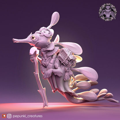 Seahorse Sorceress | Tabletop or Display Scale | D&D Humblewood TTRPG Miniature | Pepunki Creatures